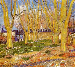 Avenue of Plane Trees Near Arles Station by Vincent van Gogh Oil Painting Reproduction