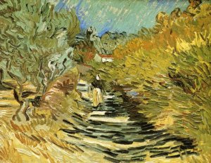 A Road at Saint-Remy with Female Figures by Oil Painting Reproduction