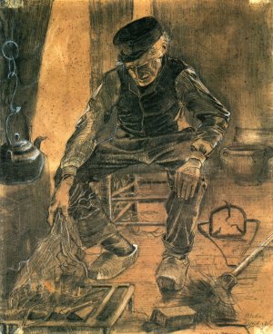 An Old Man Putting Dry Rice on the Hearth by Vincent van Gogh Oil Painting Reproduction