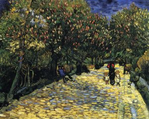 Avenue with Flowering Chestnut Trees by Oil Painting Reproduction