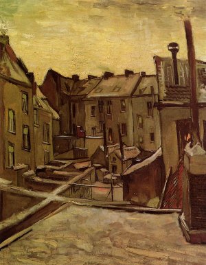 Backyards of Old Houses in Antwerp in the Snow by Oil Painting Reproduction