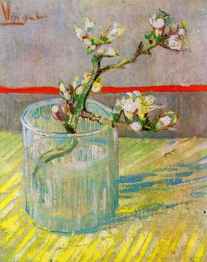 Blossoming Almond Branch in a Glass by Vincent van Gogh Oil Painting Reproduction