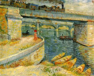 Bridges Across the Seine at Asnieres by Oil Painting Reproduction