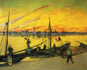 Coal Barges by Vincent van Gogh Oil Painting Reproduction