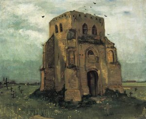 Country Churchyard and Old Church Tower by Vincent van Gogh Oil Painting Reproduction