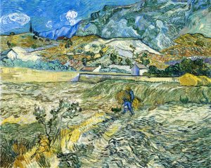 Enclosed Field with Peasant also known as Landscape at Saint-Remy by Oil Painting Reproduction