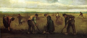 Farmers Planting Potatoes by Oil Painting Reproduction