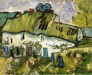 Farmhouse with Two Figures by Vincent van Gogh Oil Painting Reproduction