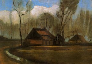 Farmhouses Among Trees by Vincent van Gogh Oil Painting Reproduction