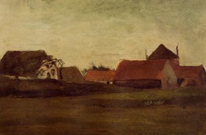 Farmhouses in Loosduinen near the Hague, in Twilight by Oil Painting Reproduction