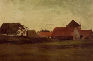 Farmhouses in Loosduinen near the Hague, in Twilight