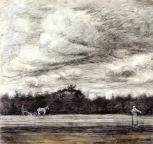 Field of Stubble with a Thunderstorm Overhead