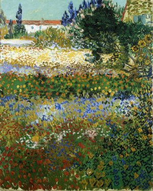 Garden with Flowers by Oil Painting Reproduction