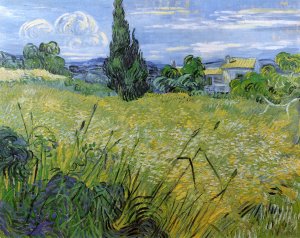 Green Wheat Field with Cypress by Vincent van Gogh Oil Painting Reproduction