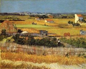 Harvest Landscape with Blue Cart by Oil Painting Reproduction