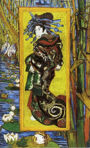 Japonaiserie: Oiran after Kesai Eisen by Vincent van Gogh Oil Painting Reproduction