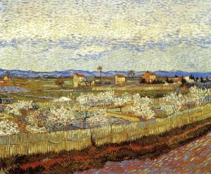 La Crau with Peach Trees in Bloom by Oil Painting Reproduction