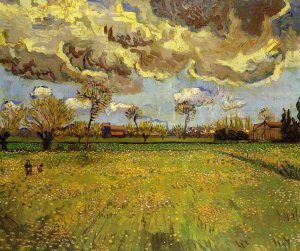 Landscape Under a Stormy Sky by Oil Painting Reproduction