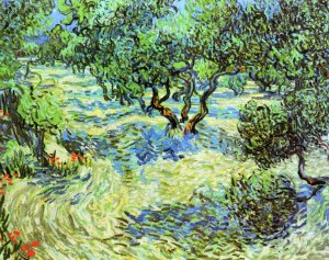 Olive Grove: Bright Blue Sky by Vincent van Gogh Oil Painting Reproduction