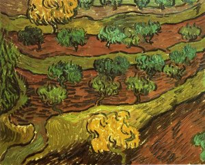 Olive Trees Against a Slope of a Hill by Oil Painting Reproduction