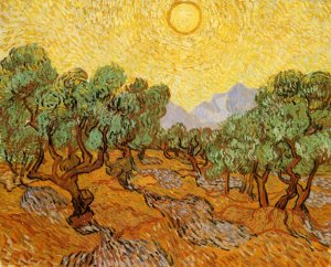 Olive Trees with Yellow Sky and Sun by Vincent van Gogh Oil Painting Reproduction