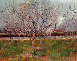 Orchard in Blossom also known as Plum Trees by Oil Painting Reproduction