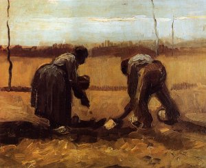 Peasant Man and Woman Planting Potatoes by Oil Painting Reproduction