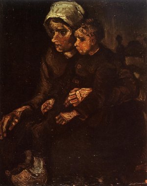 Peasant Woman with a Child in Her Lap by Oil Painting Reproduction