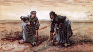 Peasants Digging by Oil Painting Reproduction