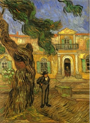 Pine Trees with Figure in the Garden of Saint-Paul Hospital by Oil Painting Reproduction