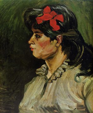 Portrait of a Woman with a Red Ribbon by Vincent van Gogh Oil Painting Reproduction