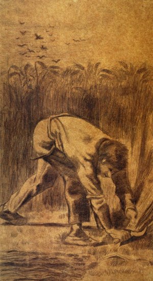 Reaper with Sickle after Millet by Oil Painting Reproduction