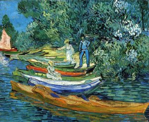 Rowing Boats on the Banks of the Oise by Vincent van Gogh Oil Painting Reproduction