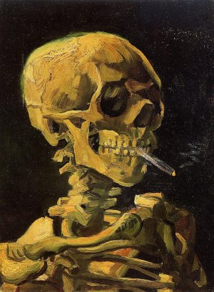 Skull with Burning Cigarette by Oil Painting Reproduction