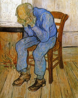 Sorrowful Old Man by Oil Painting Reproduction