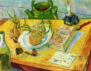 Still Life: Drawing Board, Pipe, Onions and Sealing Wax by Oil Painting Reproduction