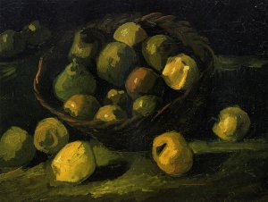 Still Life with Basket of Apples by Oil Painting Reproduction