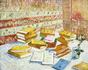 Still Life with Books, Romans Parisiens by Oil Painting Reproduction