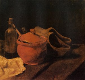 Still Life with Earthenware, Bottle and Clogs by Oil Painting Reproduction