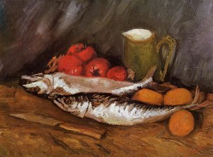 Still Life with Mackerels, Lemons and Tomatoes by Oil Painting Reproduction