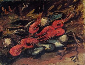 Still Life with Mussels and Shrimp by Vincent van Gogh Oil Painting Reproduction