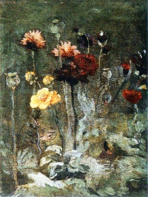 Still Life with Scabiosa and Ranunculus by Oil Painting Reproduction