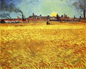 Summer Evening, Wheatfield with Setting Sun by Oil Painting Reproduction