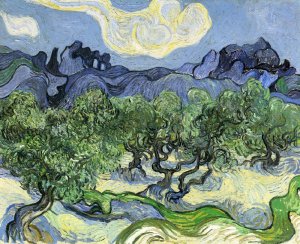 The Alpilles with Olive Trees in the Foreground by Oil Painting Reproduction