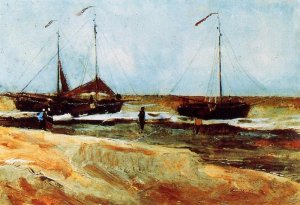 The Beach at Scheveningen in Calm Weather by Oil Painting Reproduction