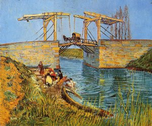 The Langlois Bridge at Arles with Women Washing (also known as Bridge at Arles (Women Washing)) by Oil Painting Reproduction