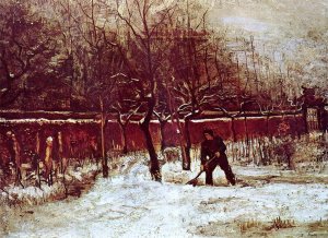 The Parsonage Garden at Nuenen in the Snow by Oil Painting Reproduction