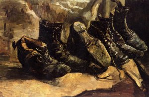 Three Pairs of Shoes by Oil Painting Reproduction