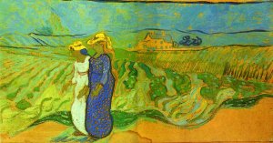 Two Women Crossing the Fields by Oil Painting Reproduction