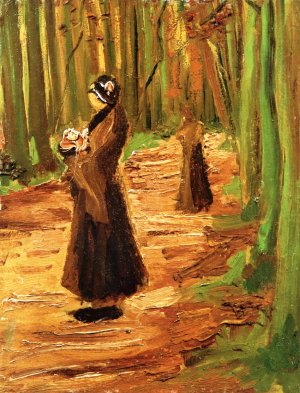 Two Women in a Wood by Oil Painting Reproduction